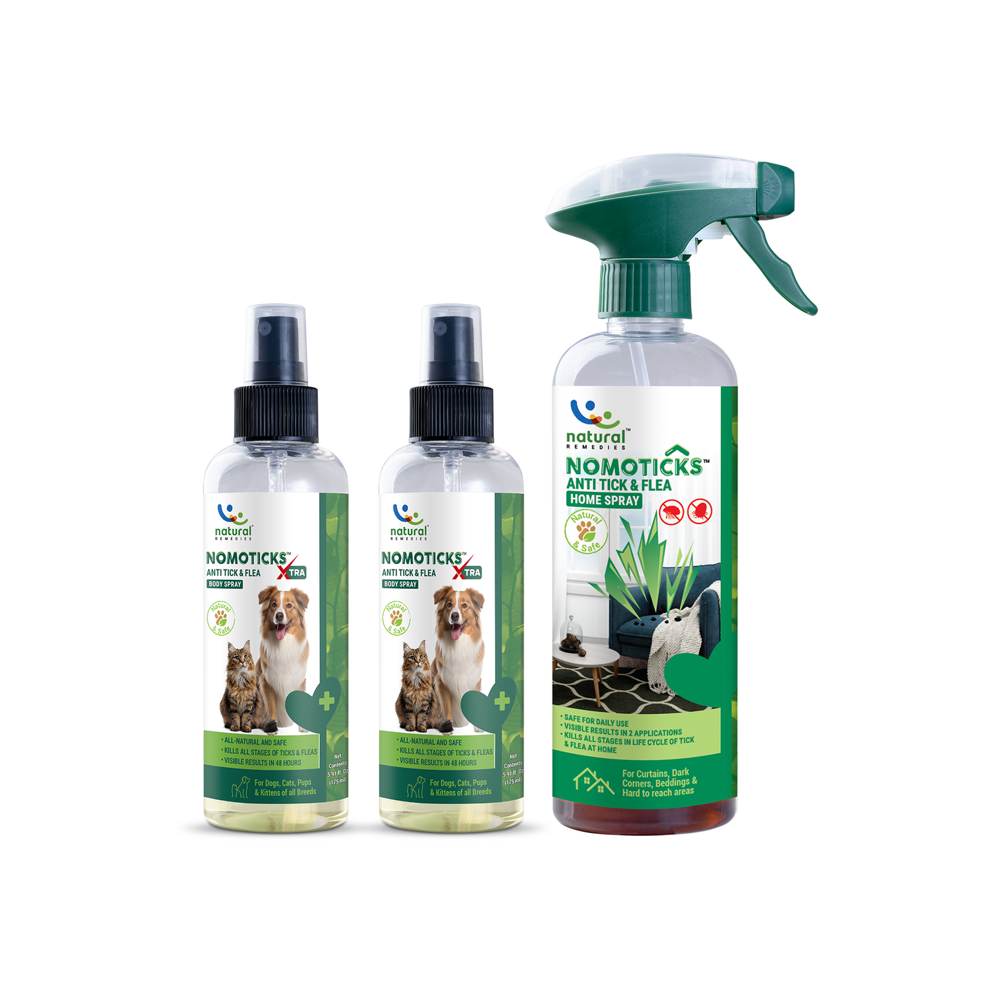 Nomoticks Body (Pack of 2) + Home Spray (Pack of 1)