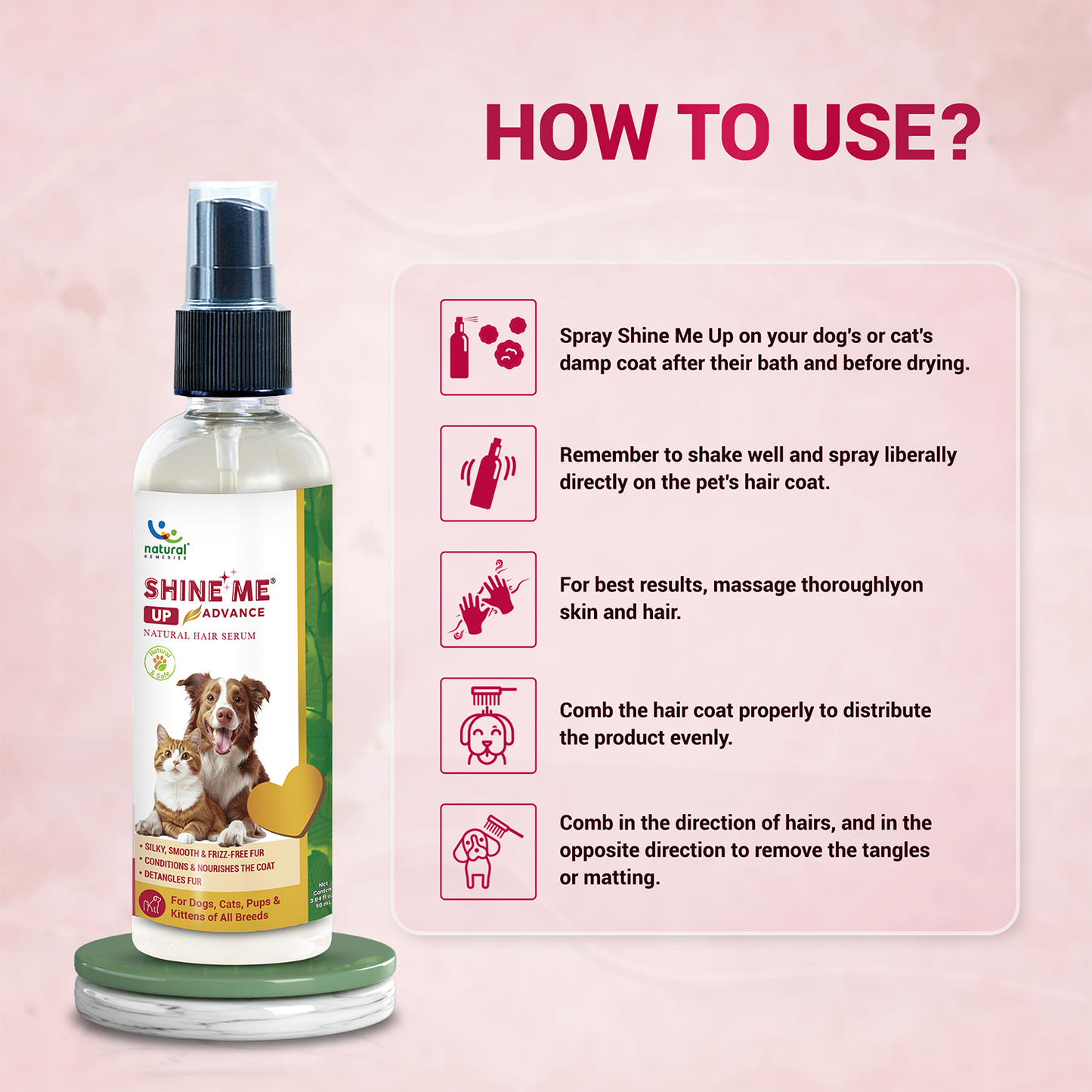 Shine Me Up Advanced | Natural Coat Serum for Dogs & Cats | Detangles & Nourishes (90ml)