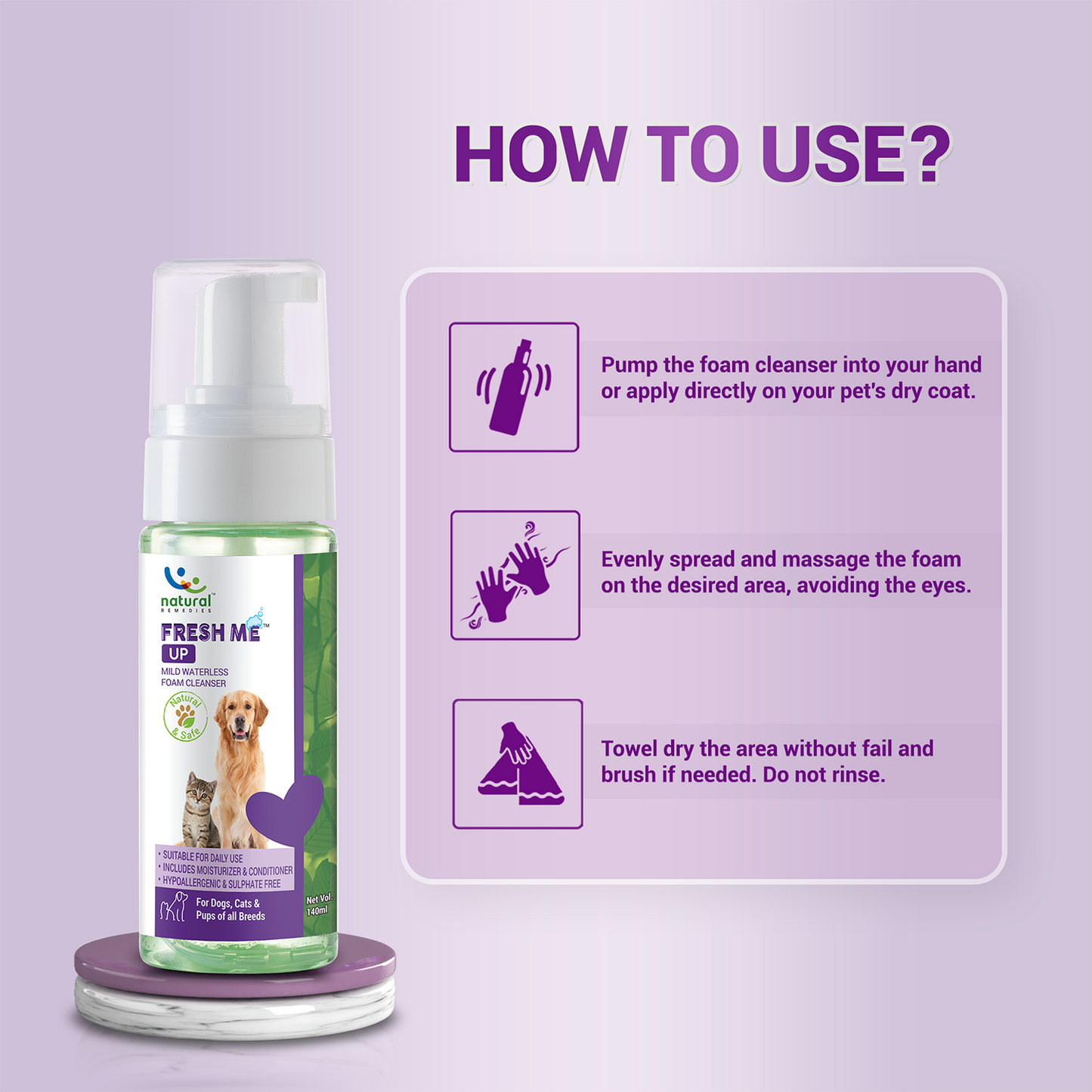 FRESH ME UP - Waterless Foam Cleanser for dogs and cats (140 ML)