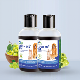 Natural Anti-Hairfall Pet Shampoo - Lush Me Up (90ml Pack of 2) | Hypoallergenic, Paraben & SLES Free
